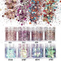 Gros 8 boîtes Nail Glitter Chunky Paillettes Irisées Flocons Ultra-mince Conseils Coloré Mixte Paillette Visage Corps Cheveux Nail Art